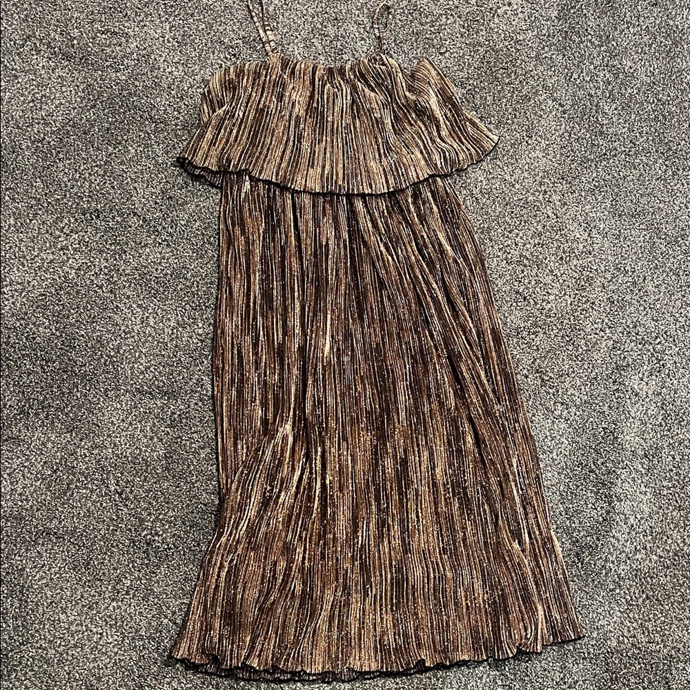 Mystree Brown Pleated Dress